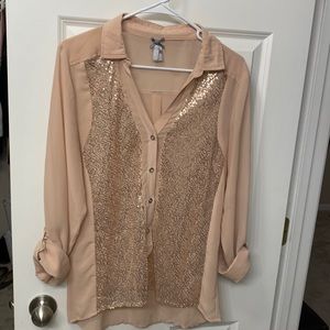 Blush Blouse with Sequins